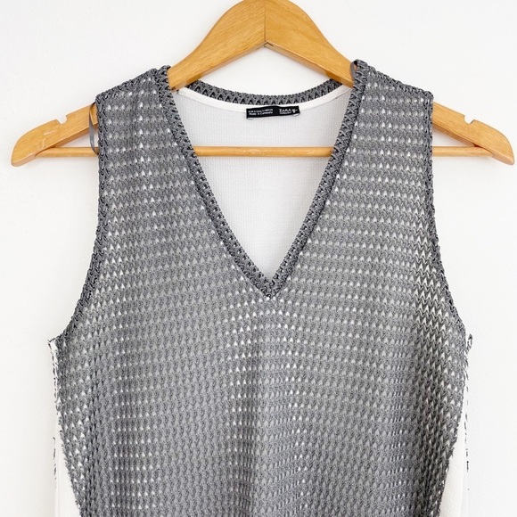 Zara WB Collection Gray Layered Textured Tank Top Size Small - Picture 2 of 13